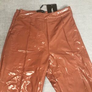 PrettyLittleThing Toffee Vinyl High-Waisted Skinny Pants Size 10